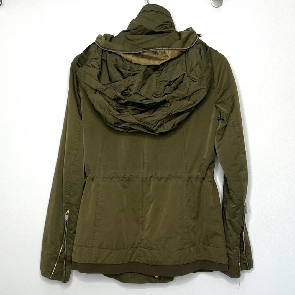 Zara Basic Olive Green Utility Jacket Packable Ho… - image 7